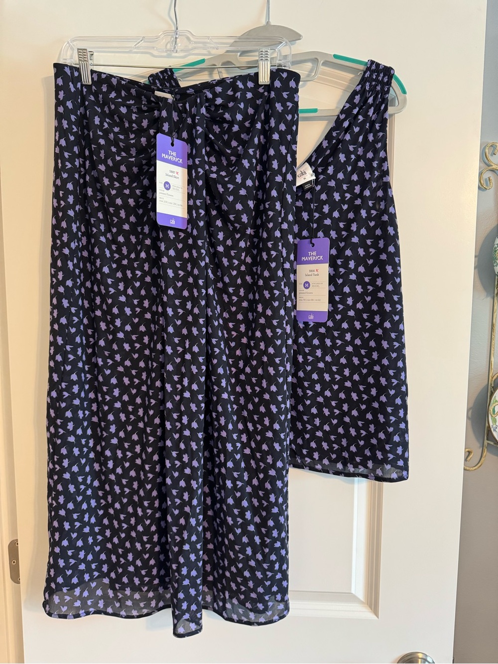 CAbi Navy 2 Piece with Lavender Floral Print